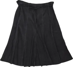 00s Black Flared Pleat Skirt