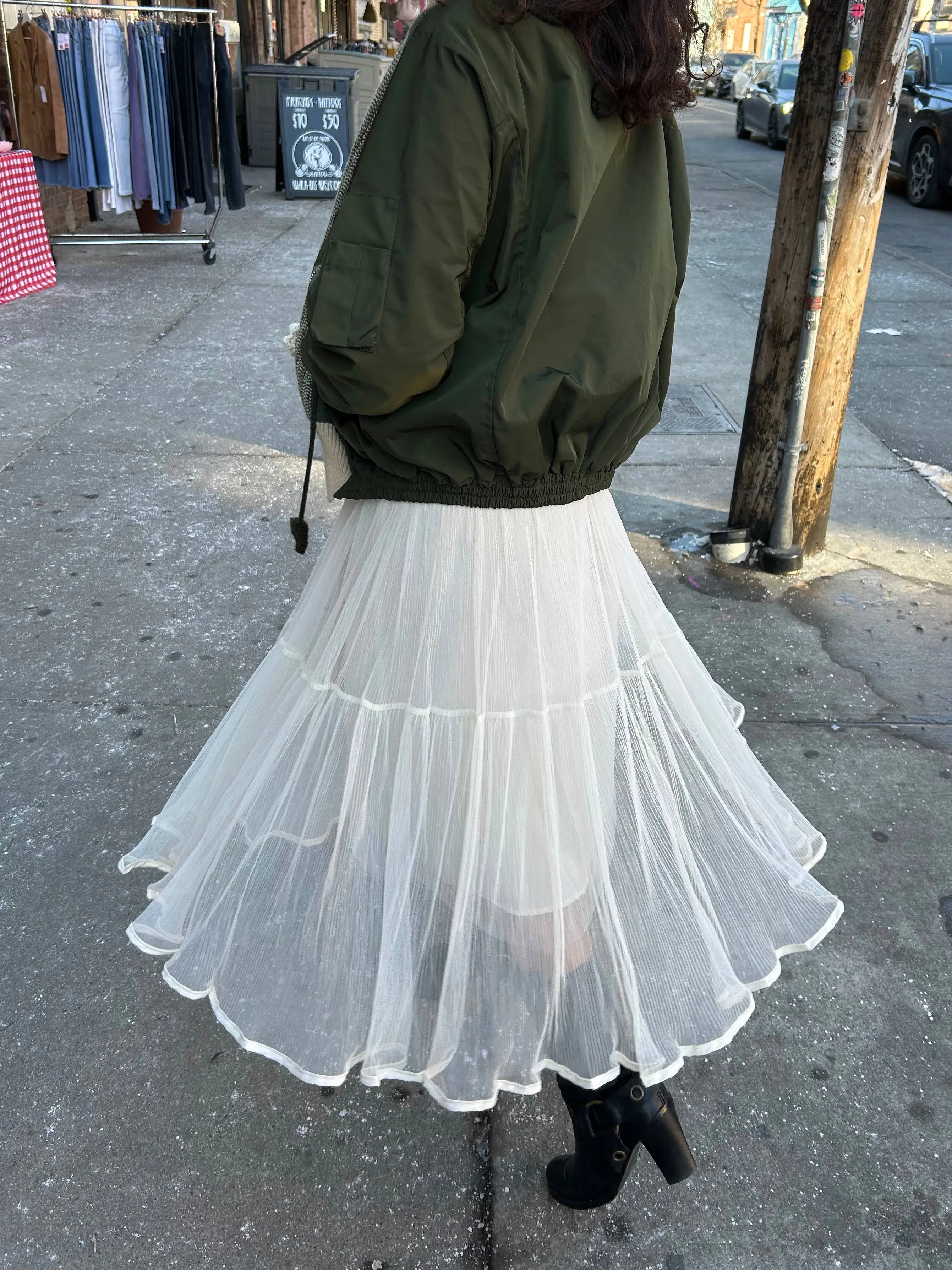 2 tiered long mesh skirt
