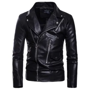 2019 New arrival Motorcycle Leather Jacket Men Casual Biker Jacket Slim Fit Zippers Male Faux Leather Jackets and Coats M-5XL