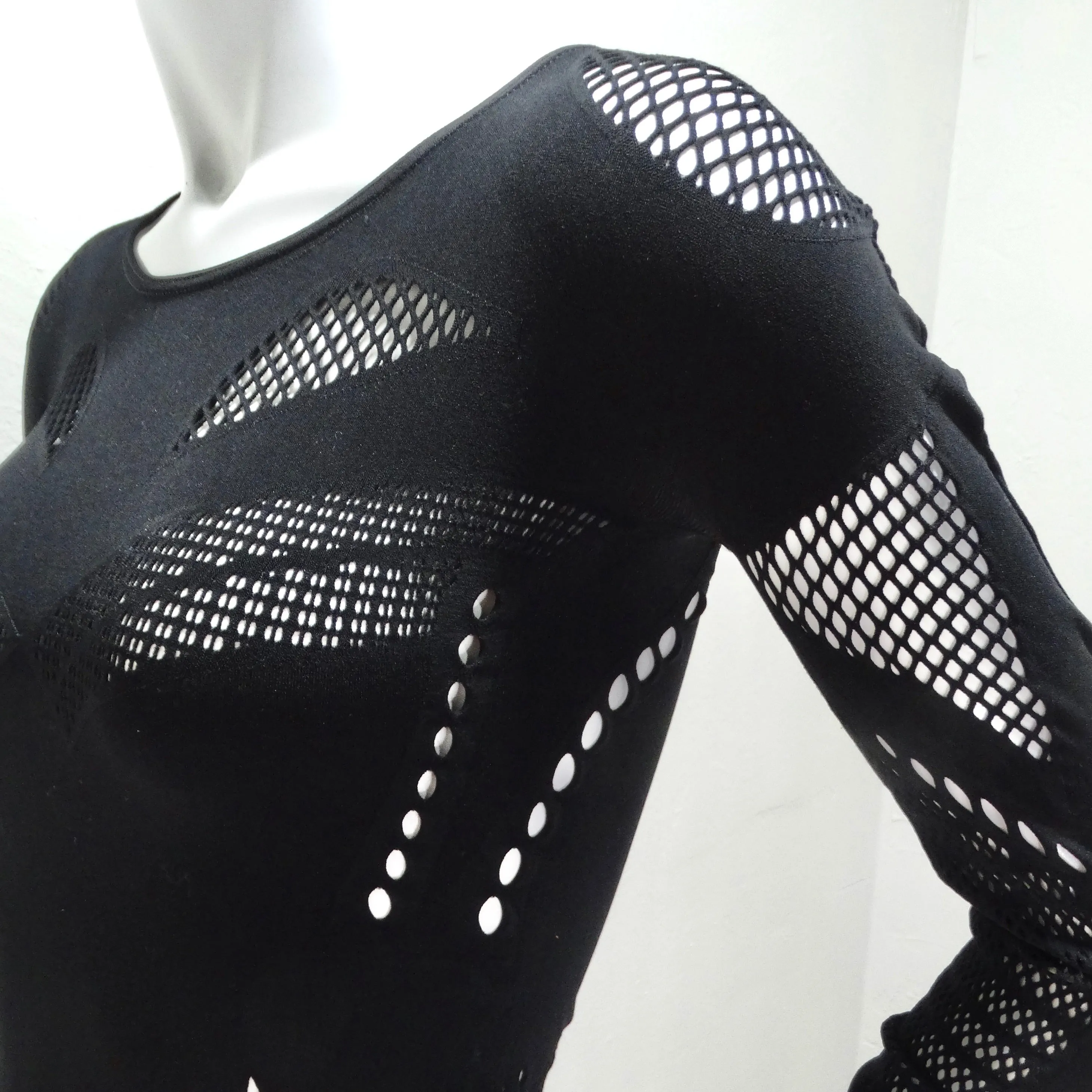 Alexander McQueen Black Mesh Cut Out Top