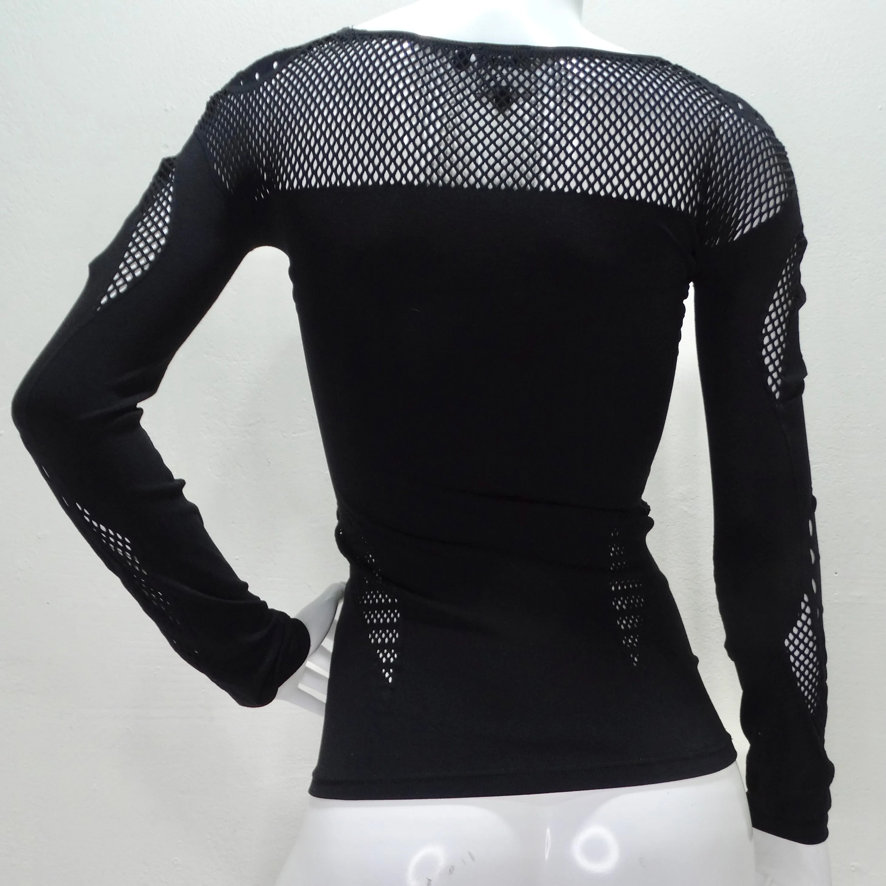 Alexander McQueen Black Mesh Cut Out Top