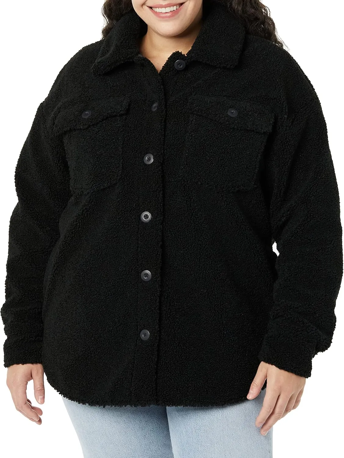 Amazon Essentials Women's Oversized Teddy Sherpa Shirt Jacket (Previously Goodthreads)
