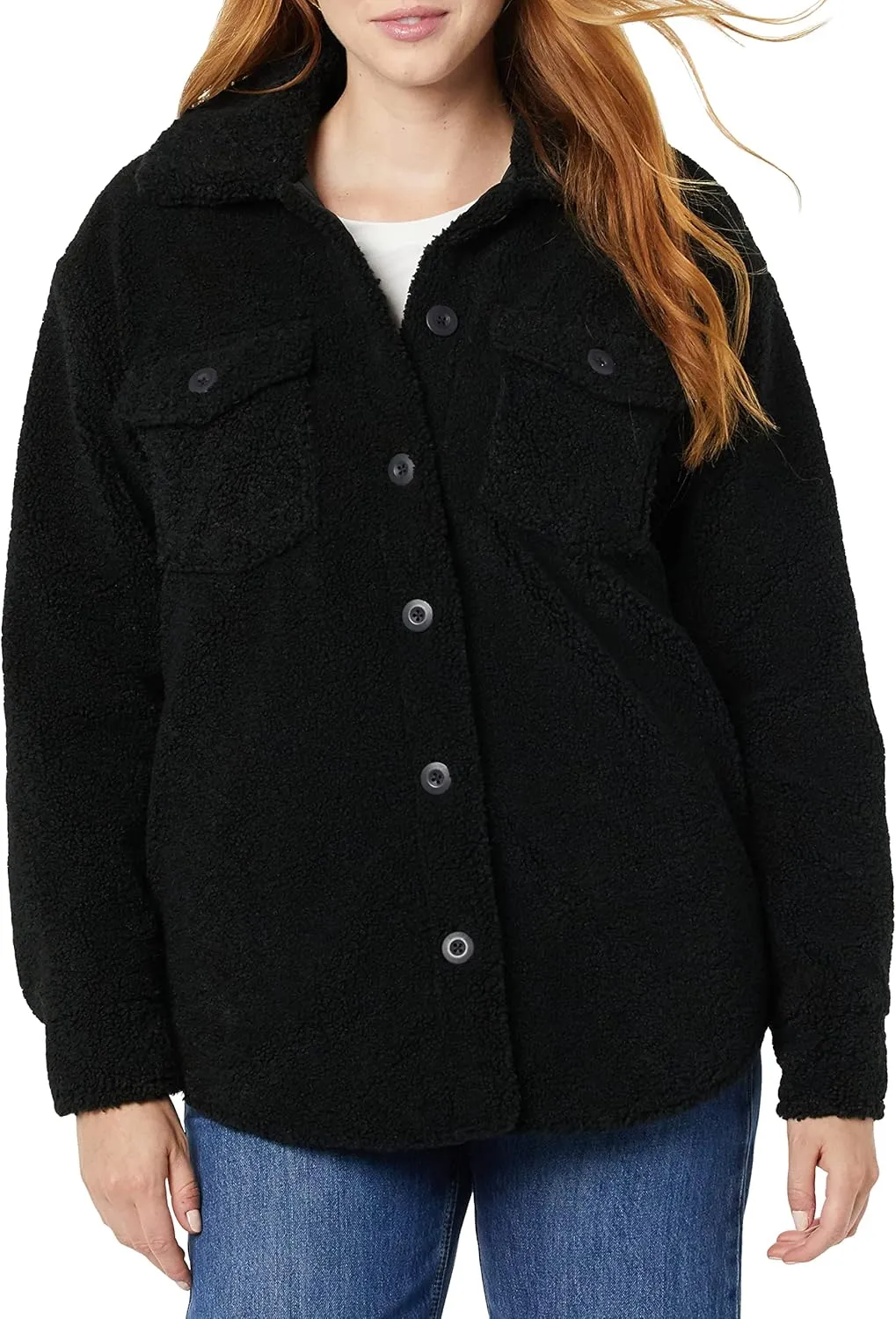 Amazon Essentials Women's Oversized Teddy Sherpa Shirt Jacket (Previously Goodthreads)