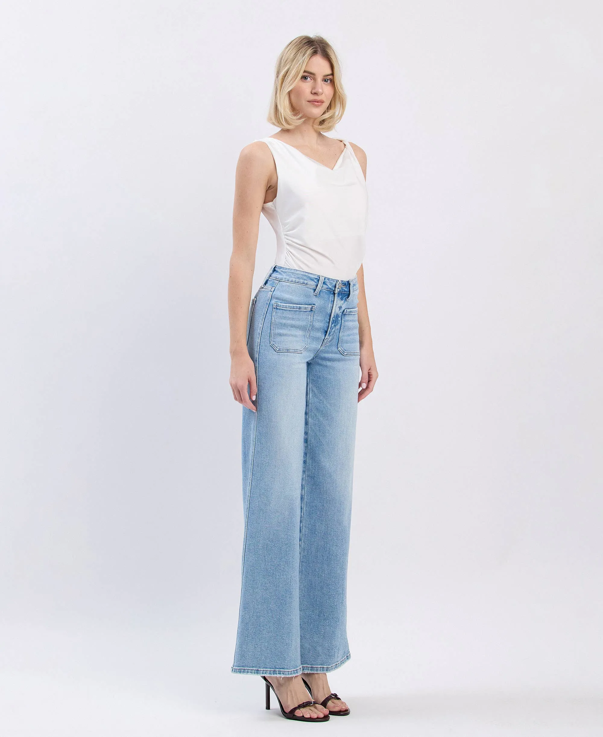 Apus High Rise Front Pocket Wide Leg Jeans