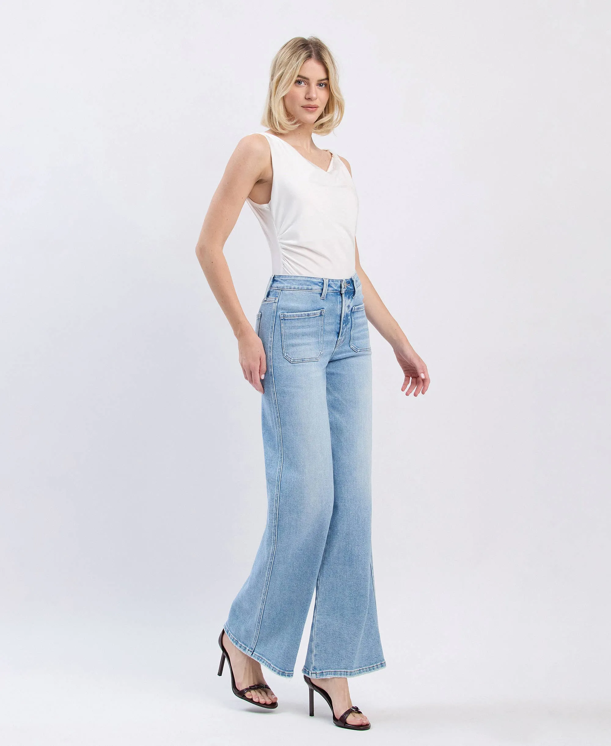 Apus High Rise Front Pocket Wide Leg Jeans