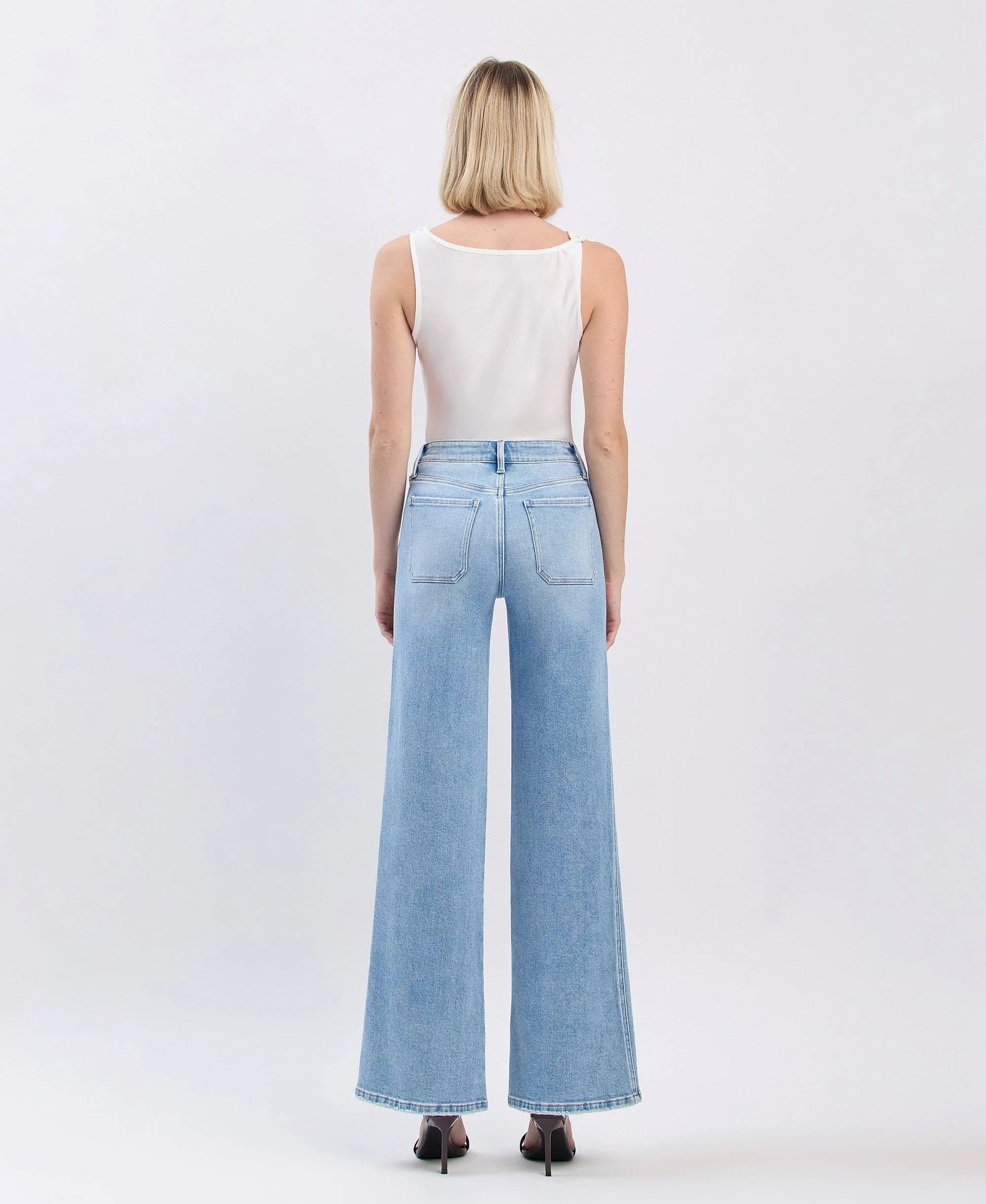 Apus High Rise Front Pocket Wide Leg Jeans