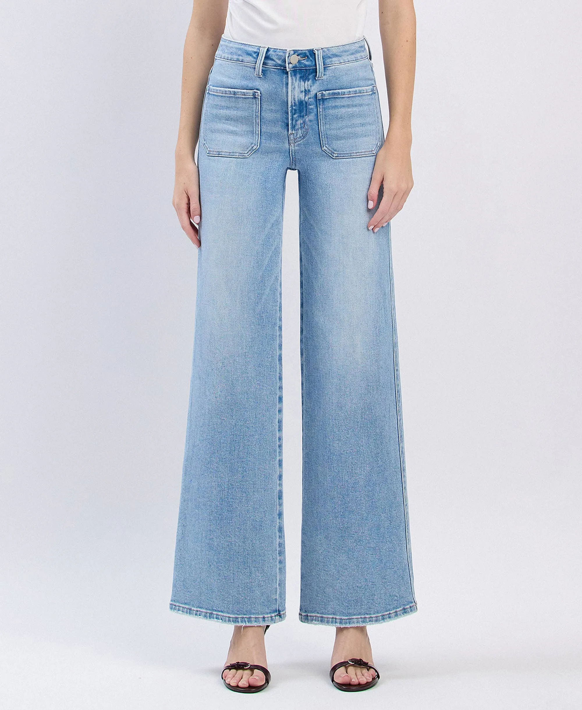 Apus High Rise Front Pocket Wide Leg Jeans