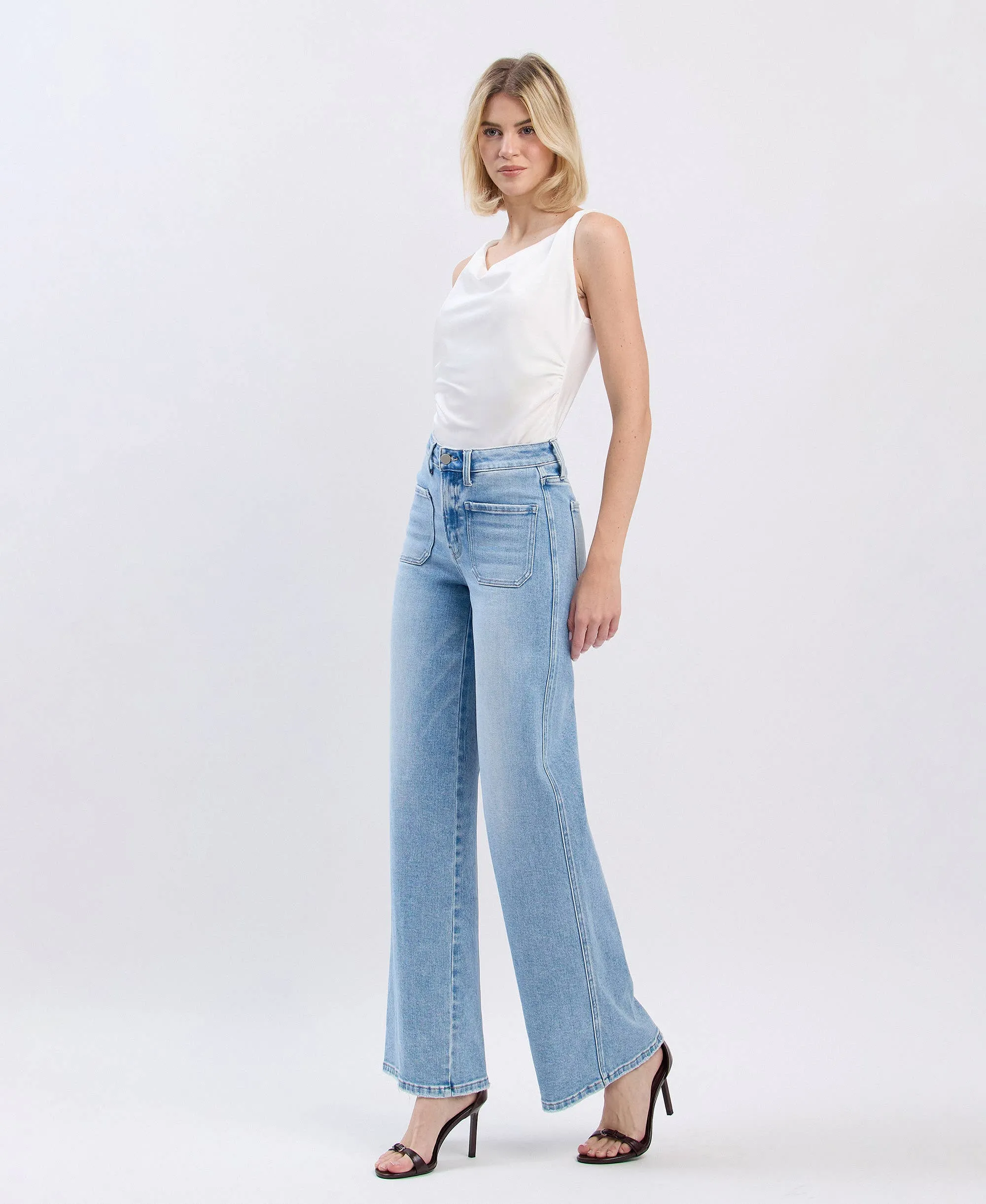 Apus High Rise Front Pocket Wide Leg Jeans