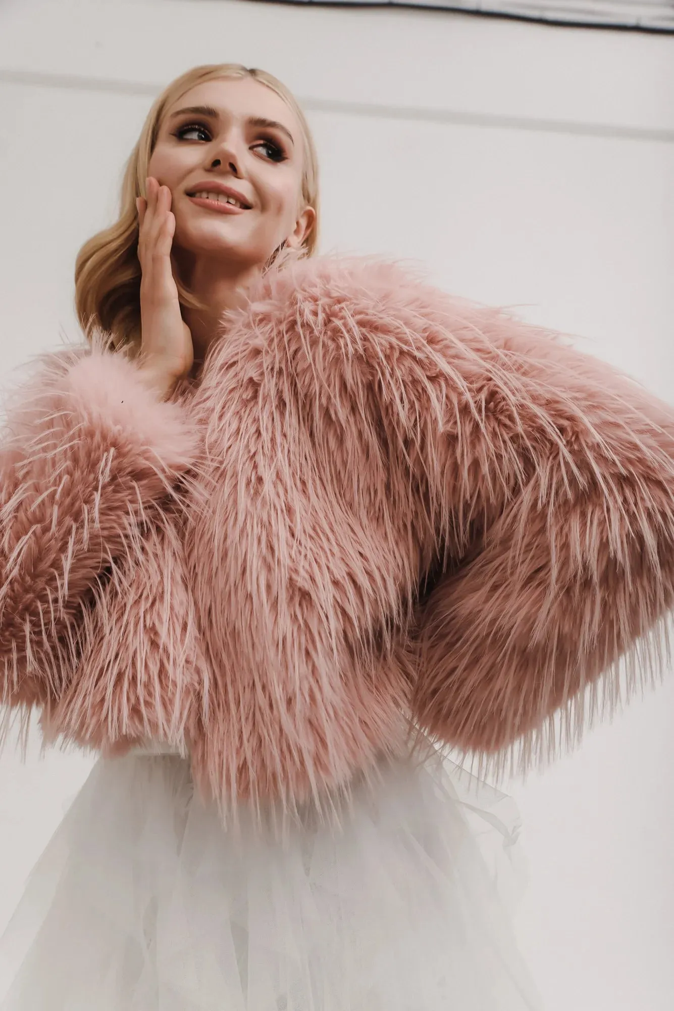 Aspen Pink Faux Fur Jacket