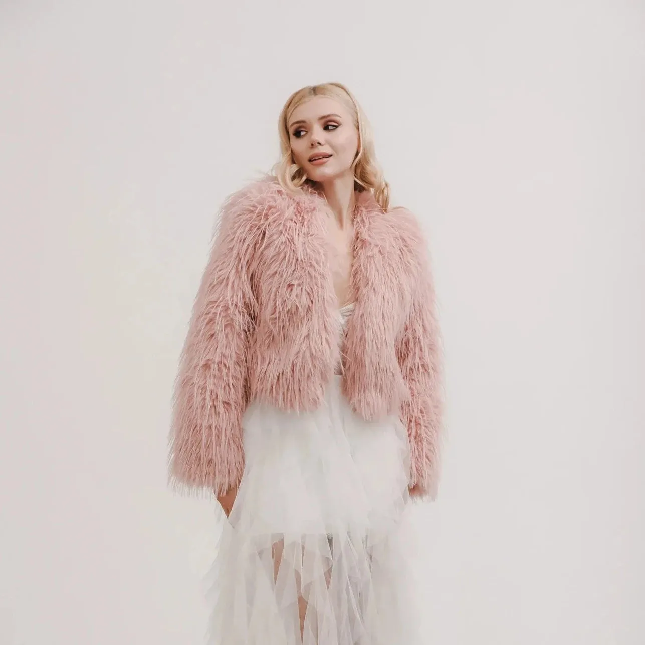 Aspen Pink Faux Fur Jacket