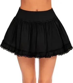 Avidlove Women High Waist Mini Skirt Flowy A Line Ruffle Hem Y2K Cute Skirts Casual