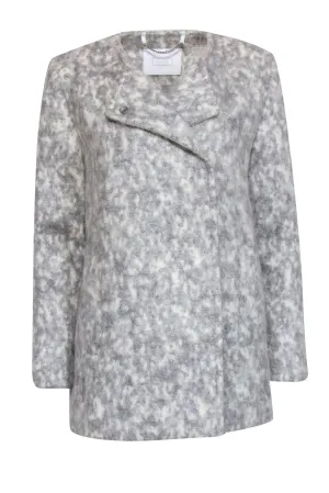 AYR - Gray & White Marbled Fuzzy Overcoat Sz M