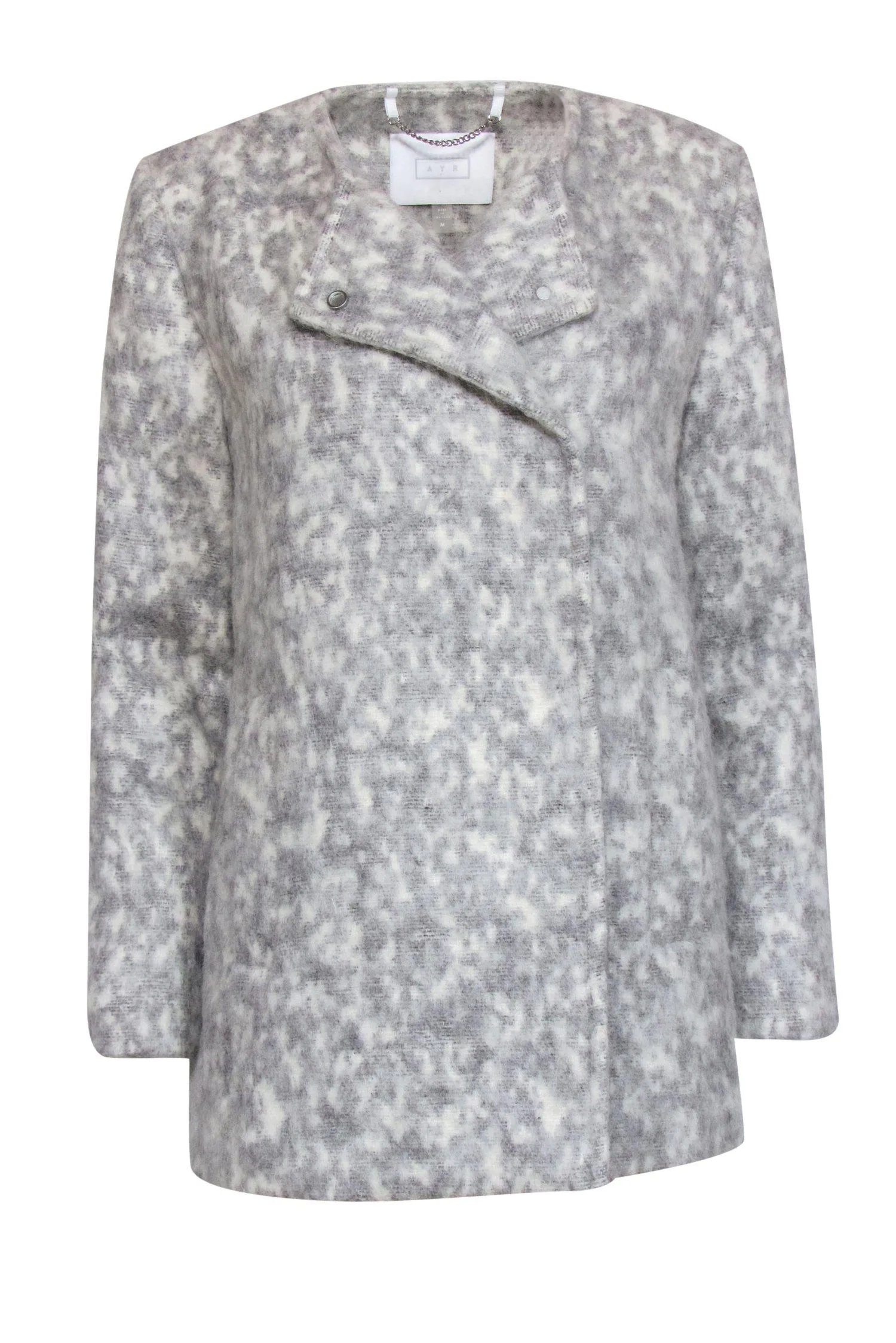 AYR - Gray & White Marbled Fuzzy Overcoat Sz M