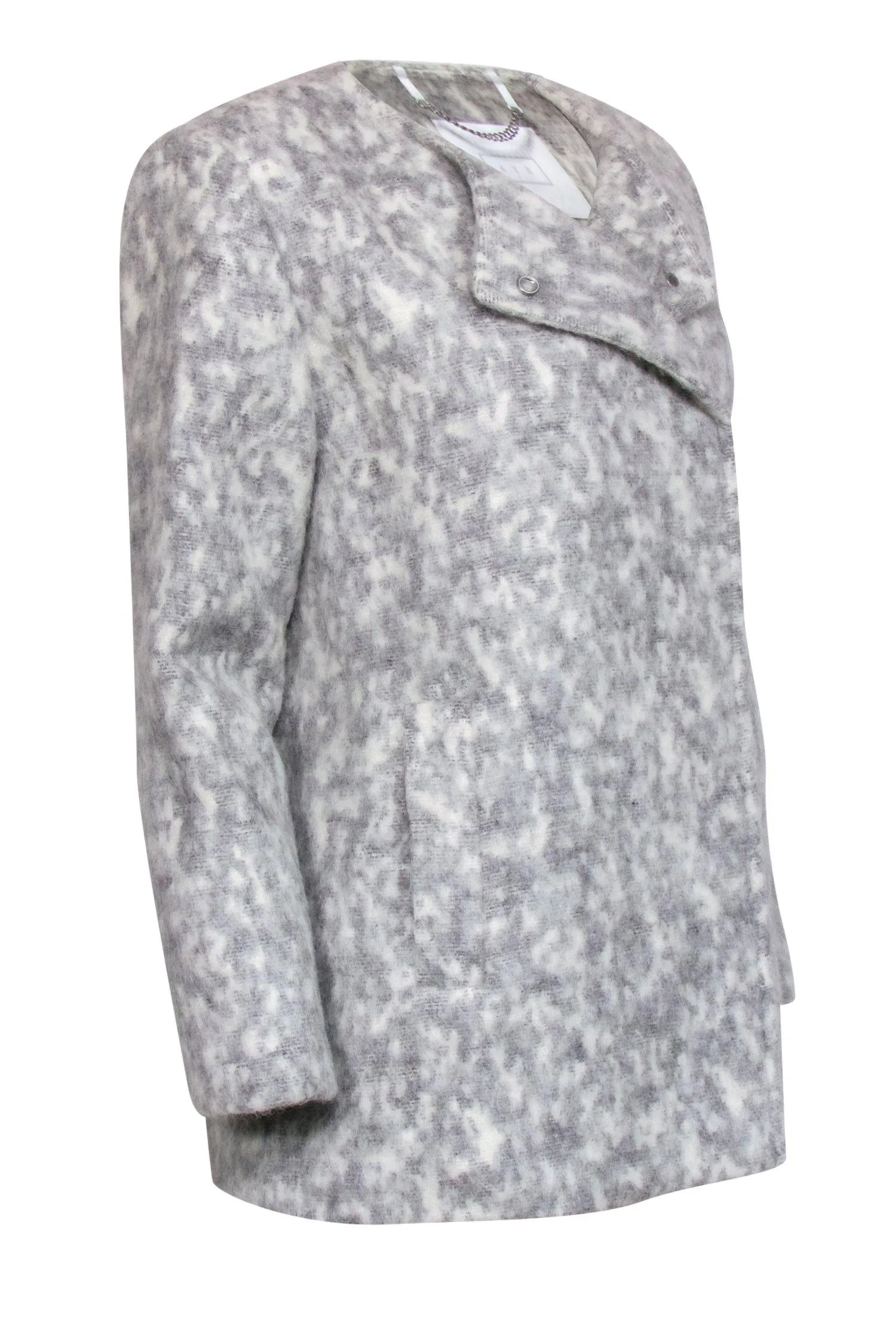 AYR - Gray & White Marbled Fuzzy Overcoat Sz M
