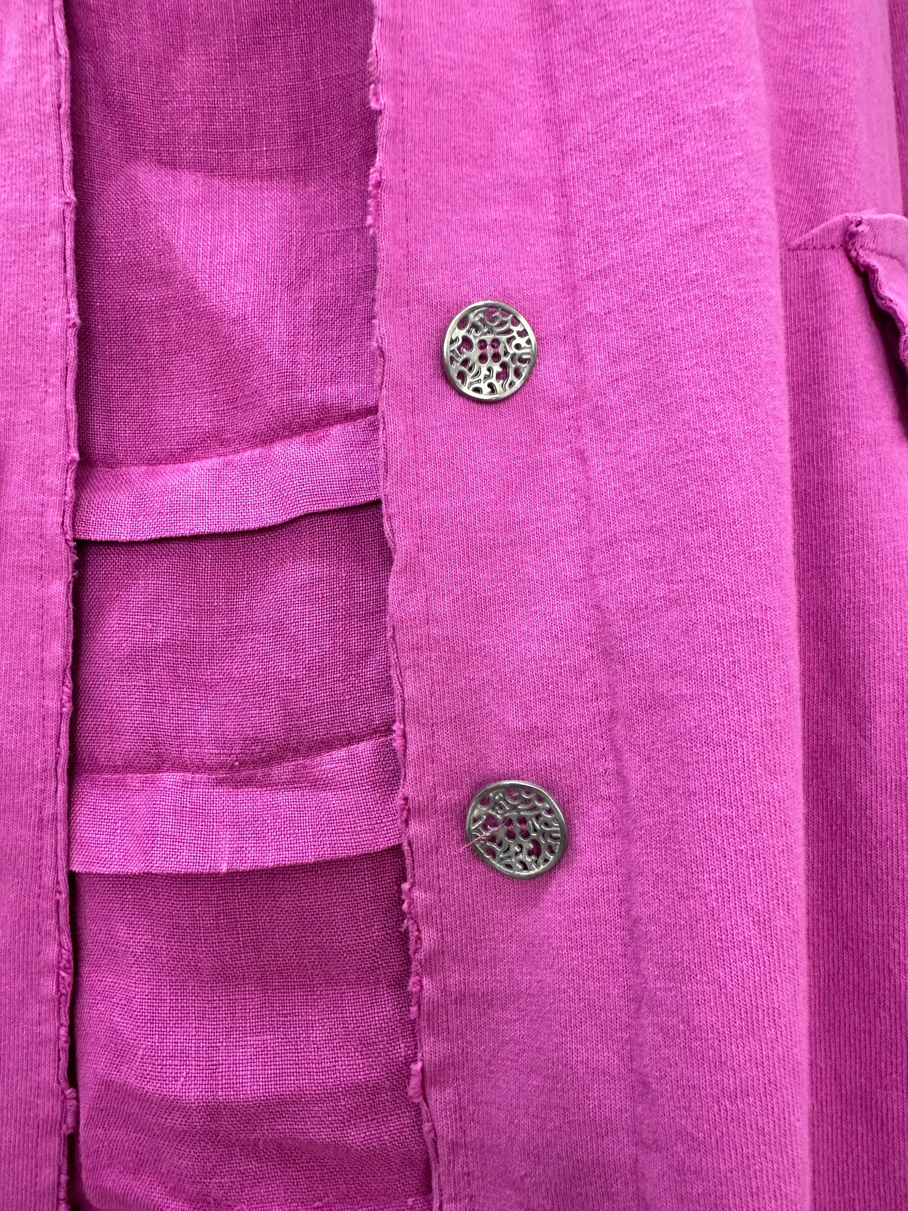 Berry Linen Long Sleeve Button Down Blazer