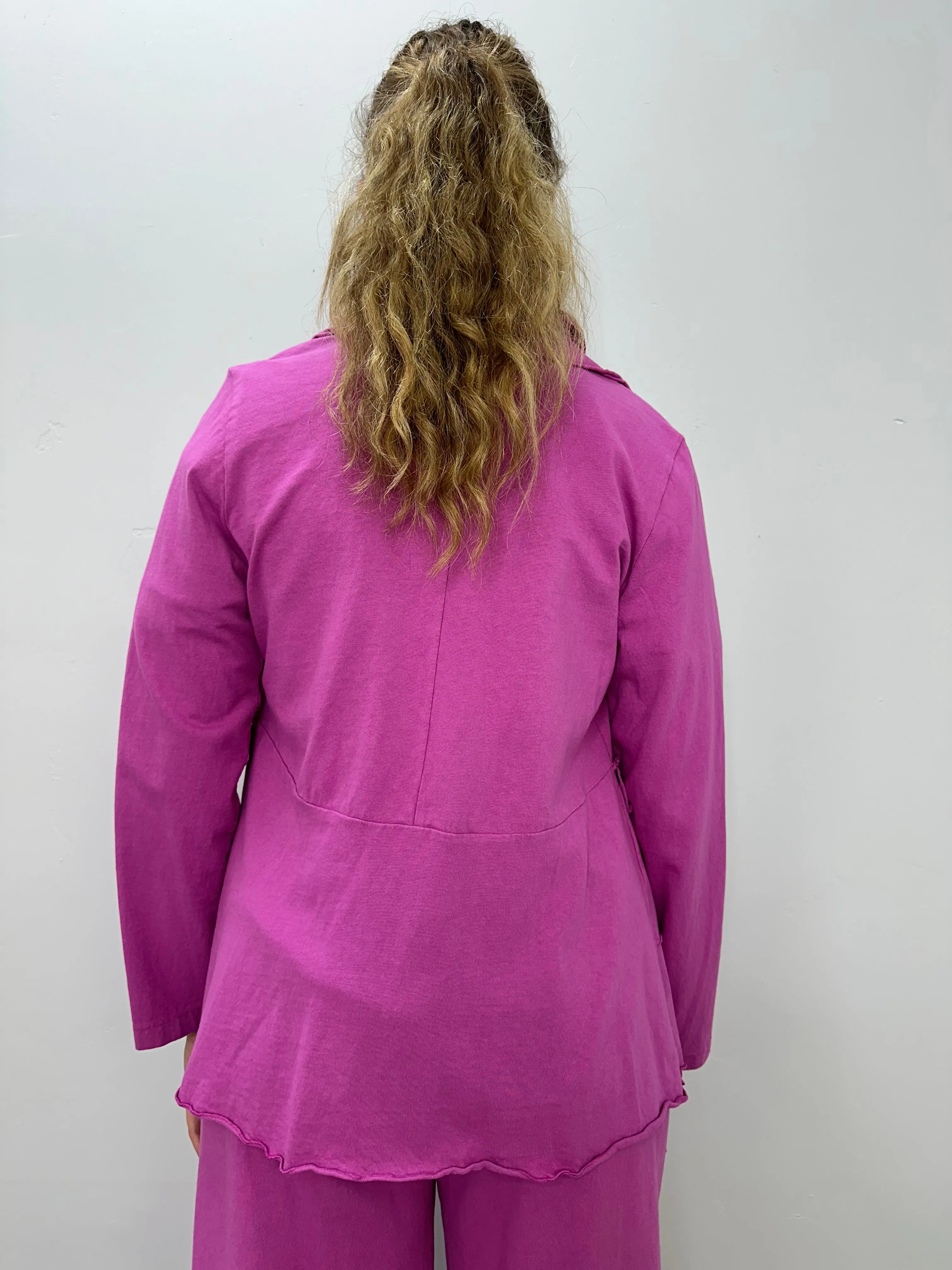 Berry Linen Long Sleeve Button Down Blazer
