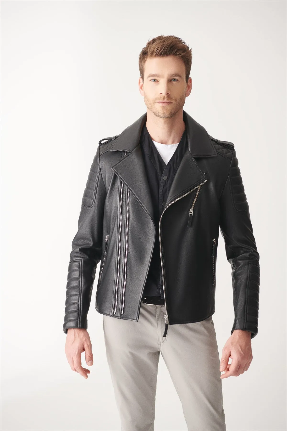 Black Biker Leather Jacket By The jacket seller