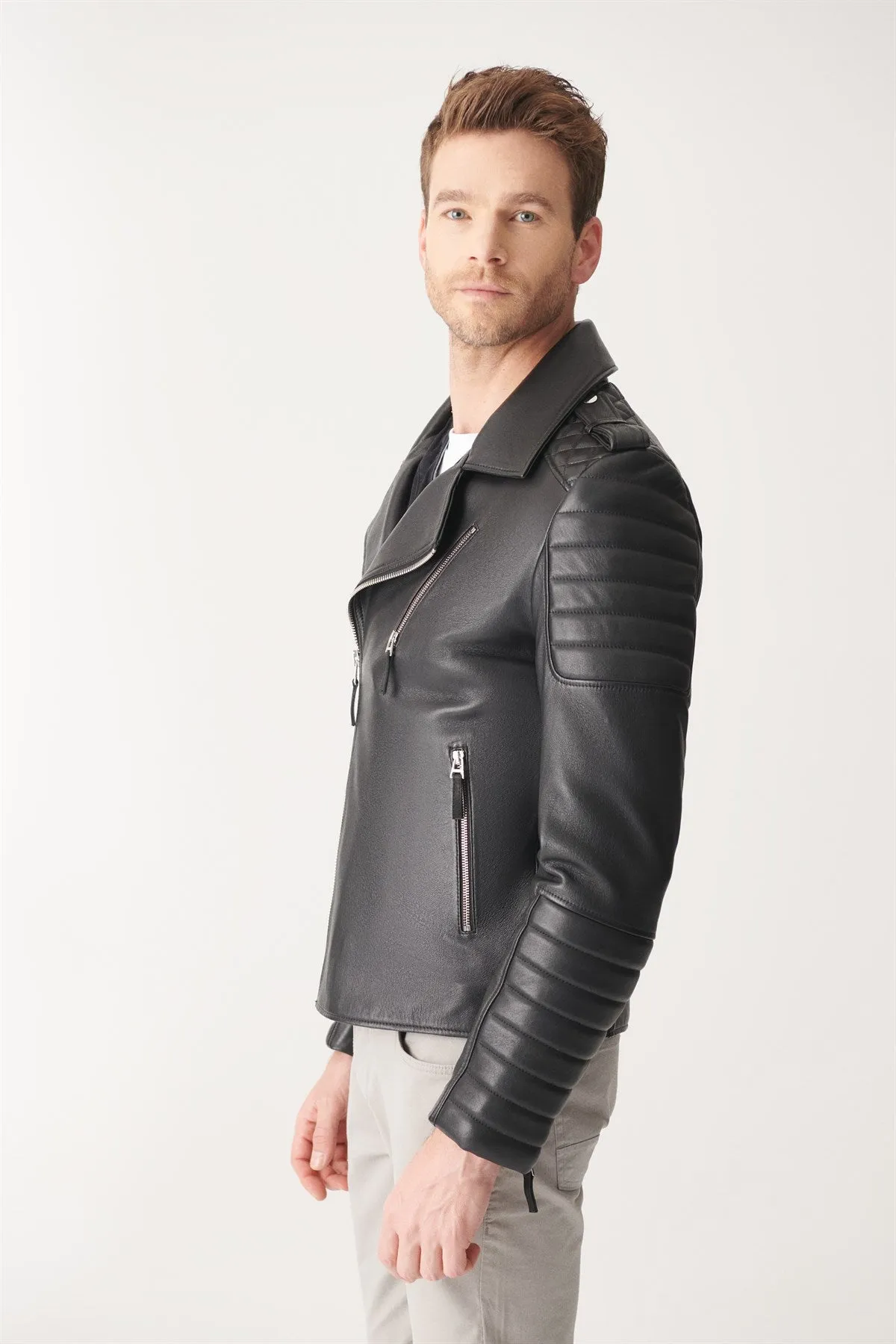 Black Biker Leather Jacket By The jacket seller
