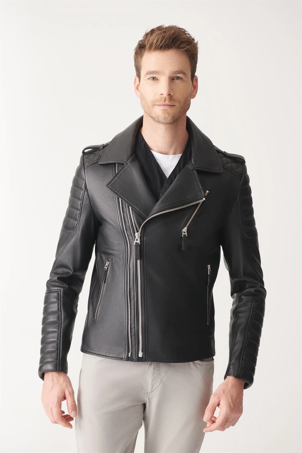 Black Biker Leather Jacket By The jacket seller