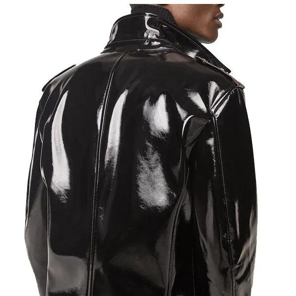Black Vinyl Biker Mens Leather Jacket