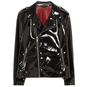 Black Vinyl Biker Mens Leather Jacket