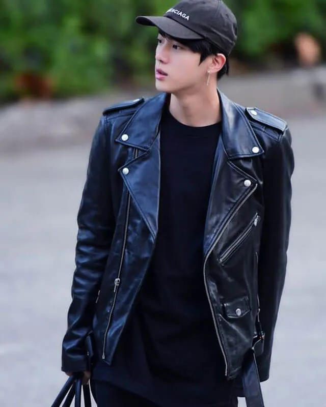 BTS Jin Biker Leather Jacket