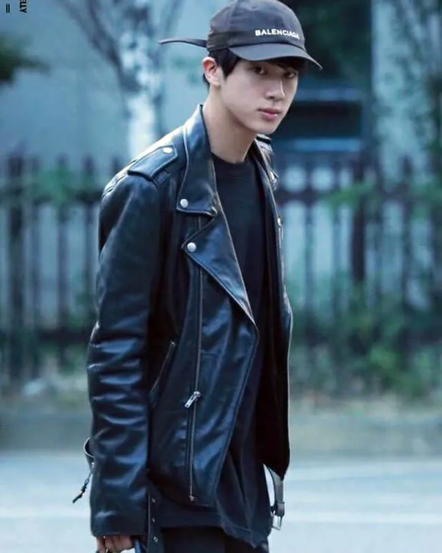 BTS Jin Biker Leather Jacket