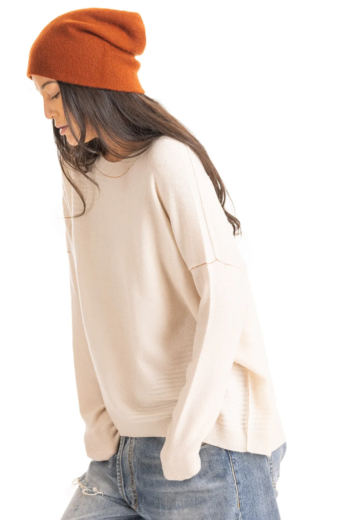Cashmere Textured Pullover - Ecru