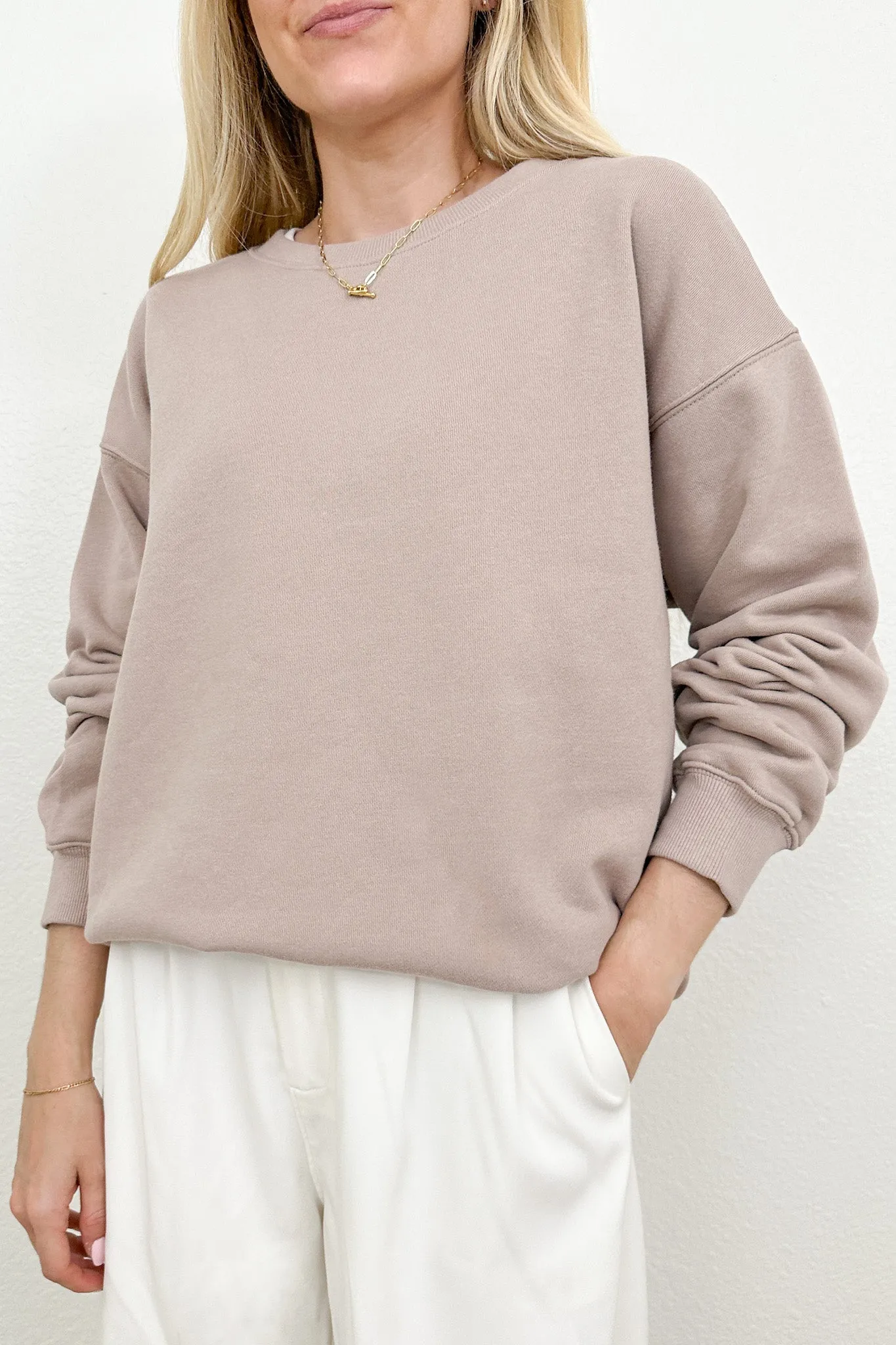 Crew Pullover Sweatshirt in Dusty Rose