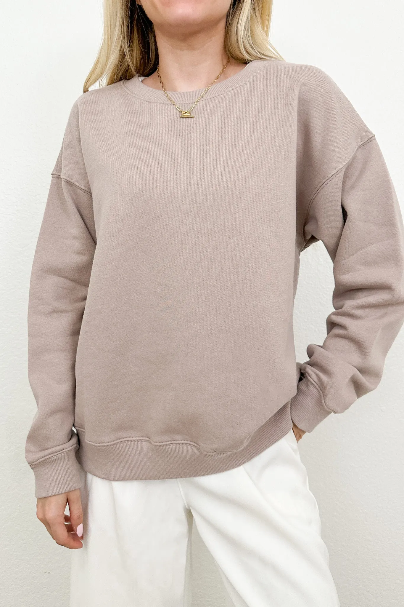 Crew Pullover Sweatshirt in Dusty Rose