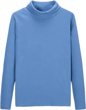 CUNYI Boys Girls Turtleneck Long Sleeve Soft Cotton T-Shirts Solid Color Warm Tee Tops