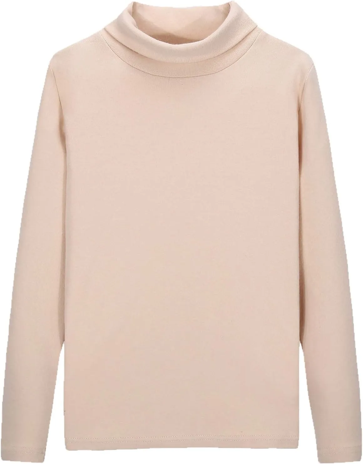 CUNYI Boys Girls Turtleneck Long Sleeve Soft Cotton T-Shirts Solid Color Warm Tee Tops