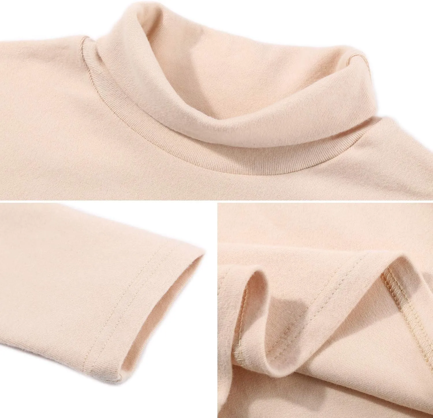 CUNYI Boys Girls Turtleneck Long Sleeve Soft Cotton T-Shirts Solid Color Warm Tee Tops