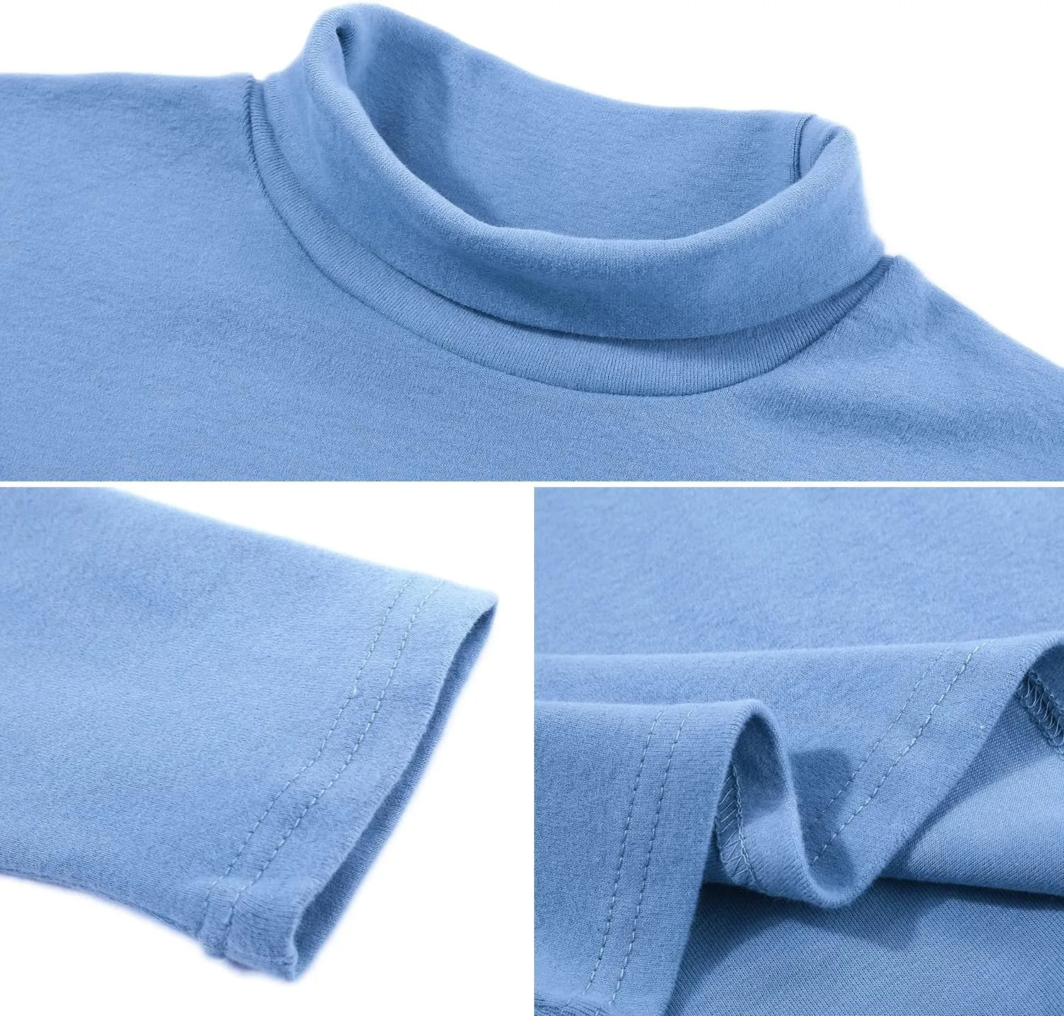 CUNYI Boys Girls Turtleneck Long Sleeve Soft Cotton T-Shirts Solid Color Warm Tee Tops