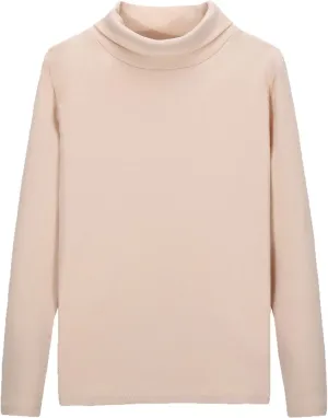 CUNYI Boys Girls Turtleneck Long Sleeve Soft Cotton T-Shirts Solid Color Warm Tee Tops