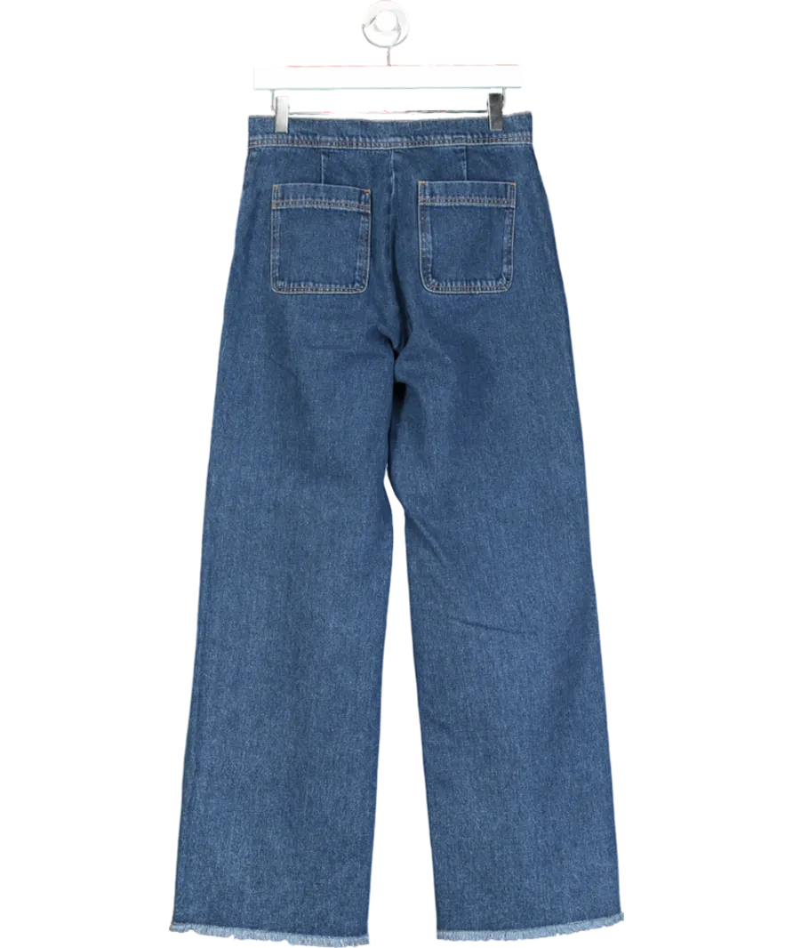 ELEVEN LOVES Blue Parker Pintuck Wide Leg Jeans UK 12