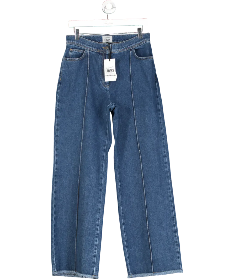 ELEVEN LOVES Blue Parker Pintuck Wide Leg Jeans UK 12