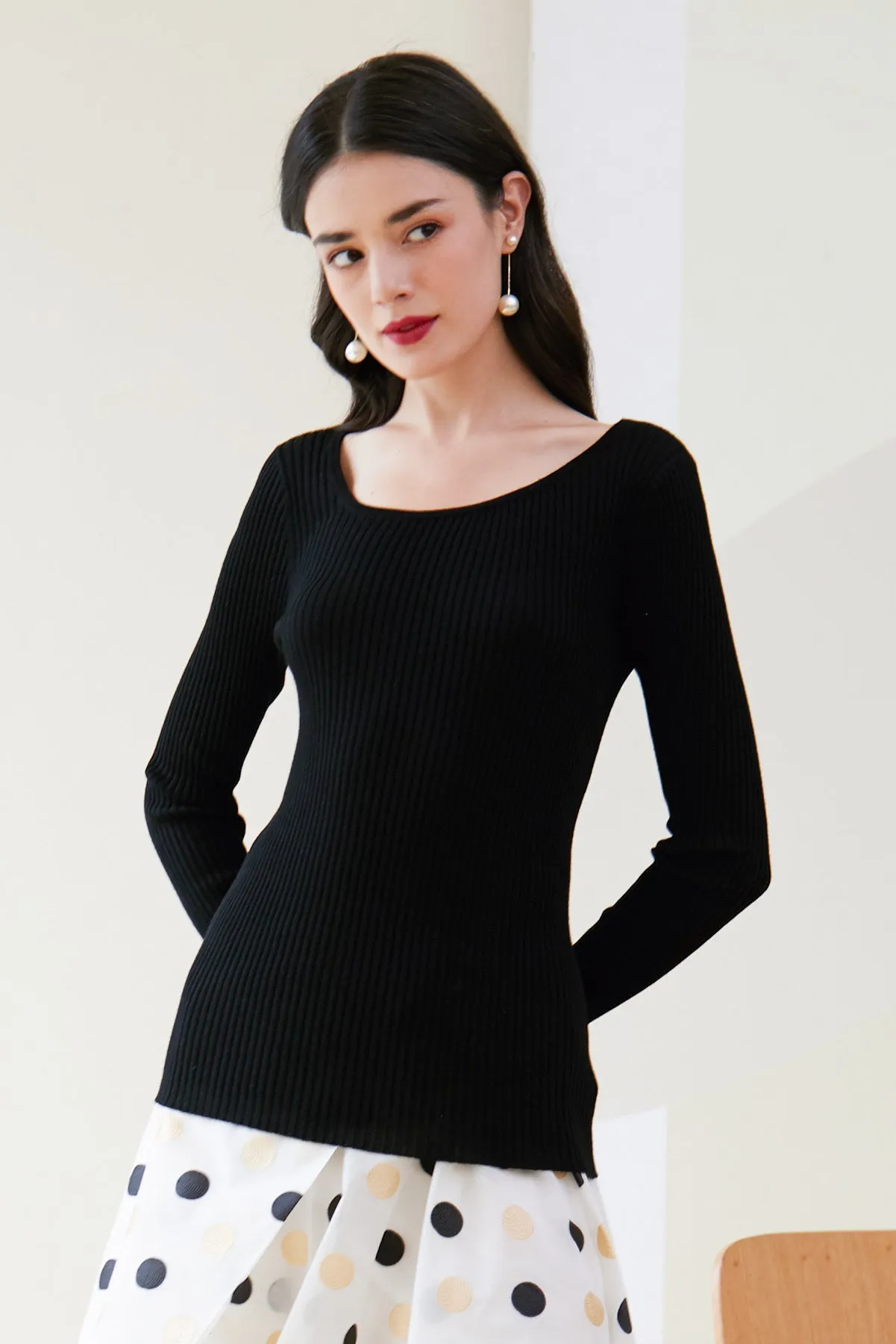 Elian Merino Wool Ribbed Sweater