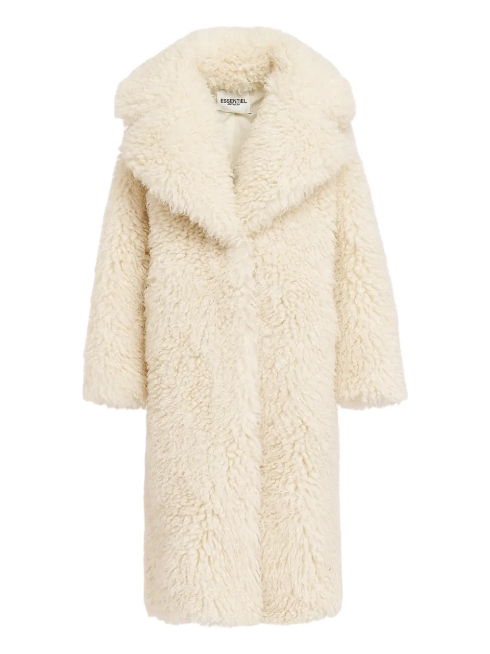 Essentiel Antwerp Greedy Ecru Oversized Faux Shearling Coat