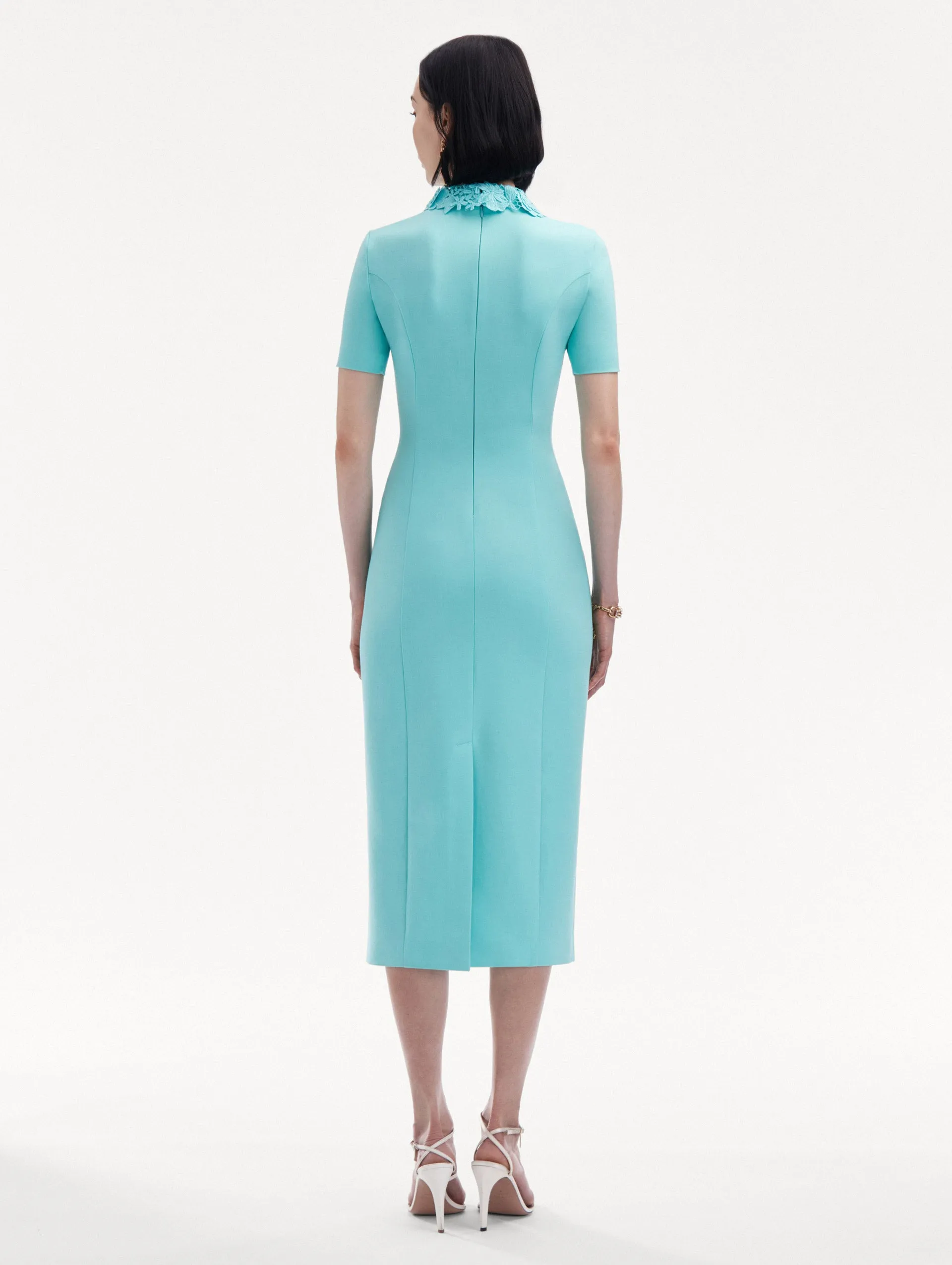 Floral Guipure Collar Midi Dress