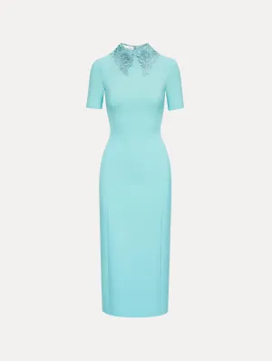 Floral Guipure Collar Midi Dress