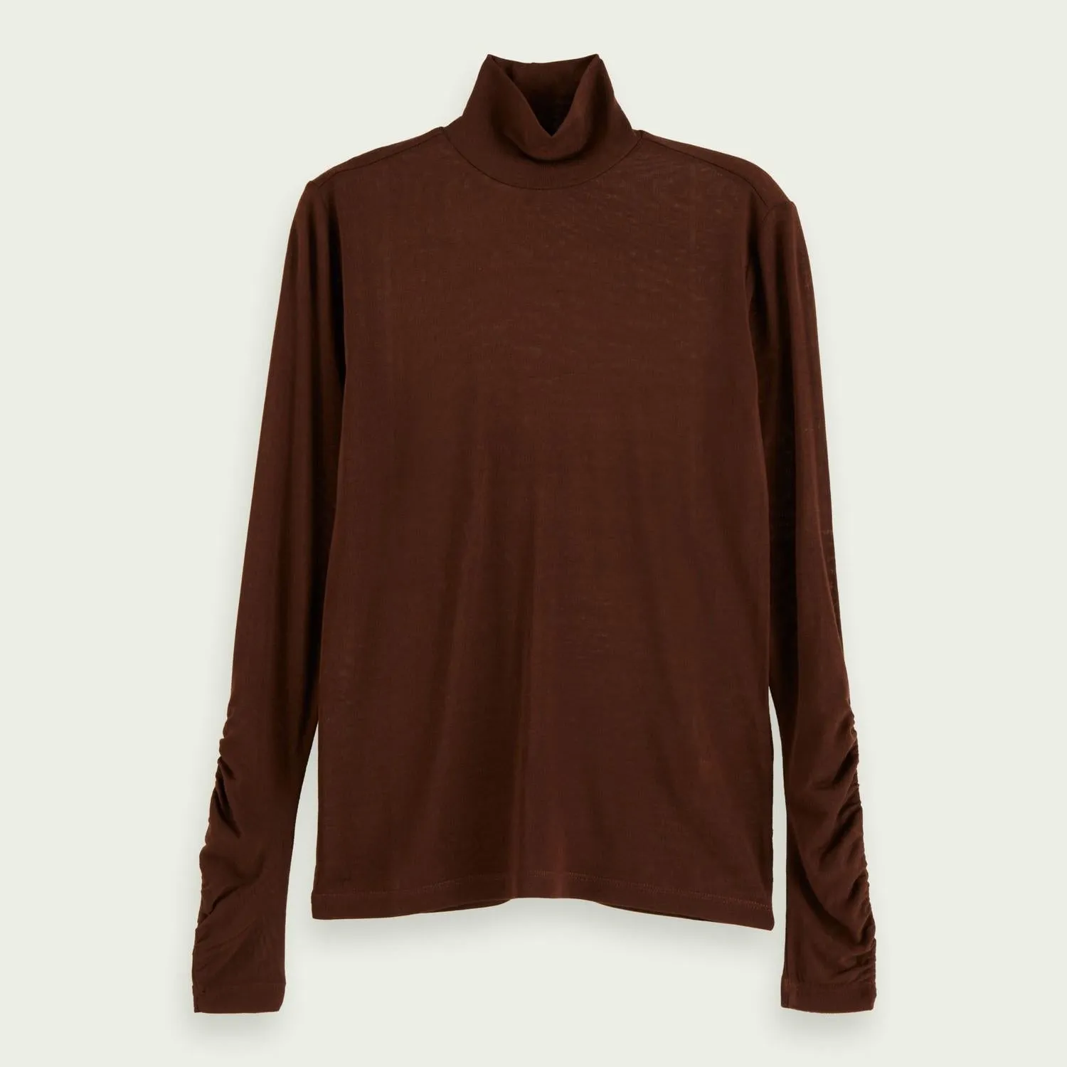 Gathered Sleeve Turtleneck (Espresso)