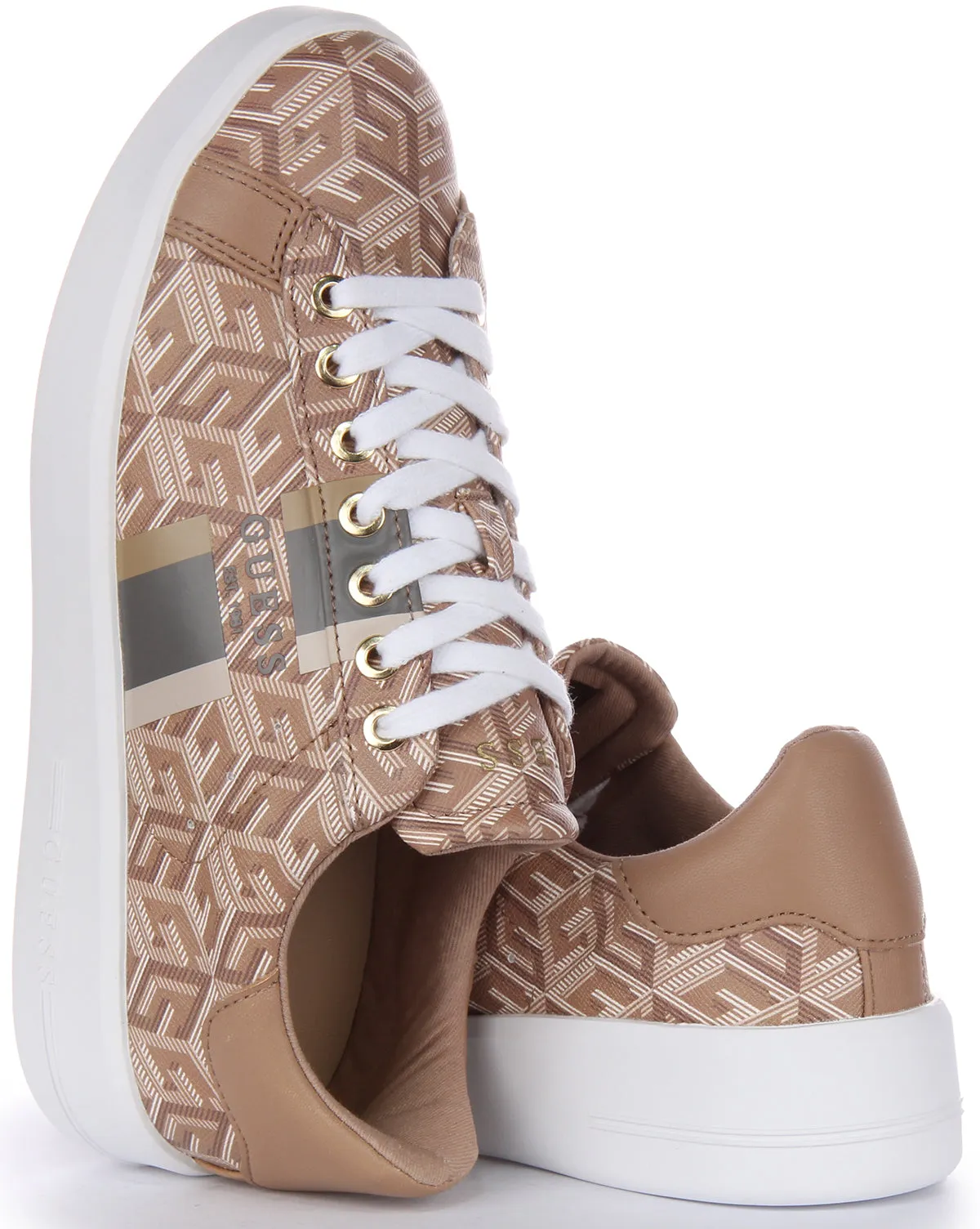 Guess Reyhana G Cube Trainer In Taupe