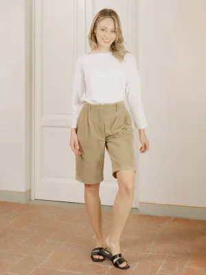 Hailee Suede Leather Bermuda Shorts