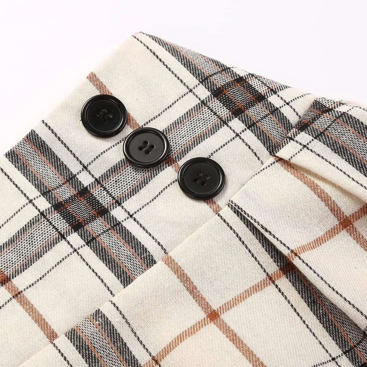 IDEALSANXUN Plaid Skirt for Womens High Waist Aline Pleated Midi Skirts