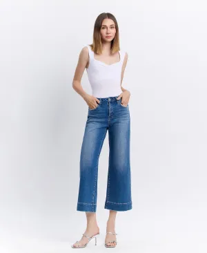 Let It Rain - High Rise Crop Trouser Wide Leg Jeans
