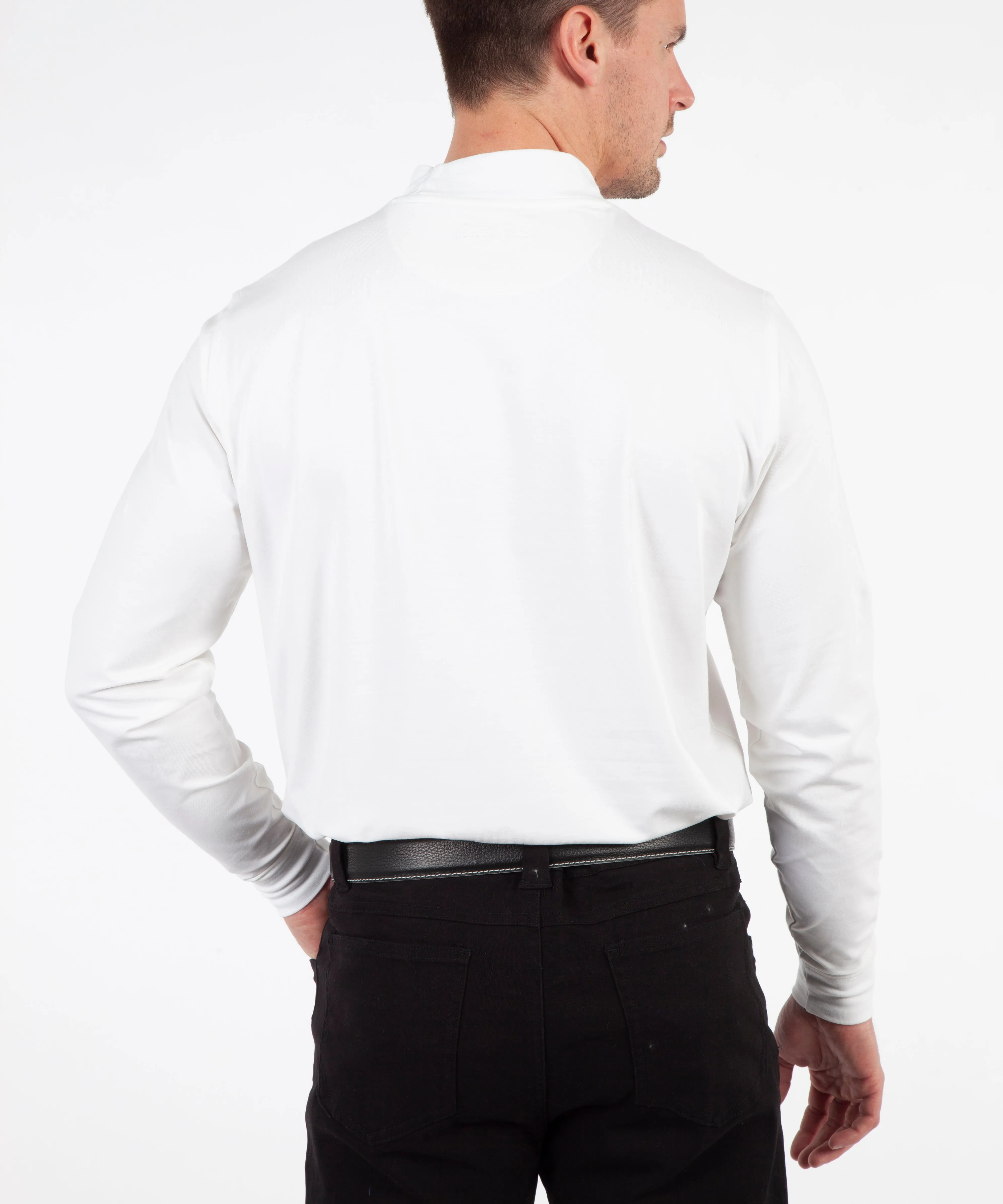 Liquid Stretch Cotton Long Sleeve Mock Neck Shirt