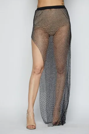 Long Studded Mesh Skirt