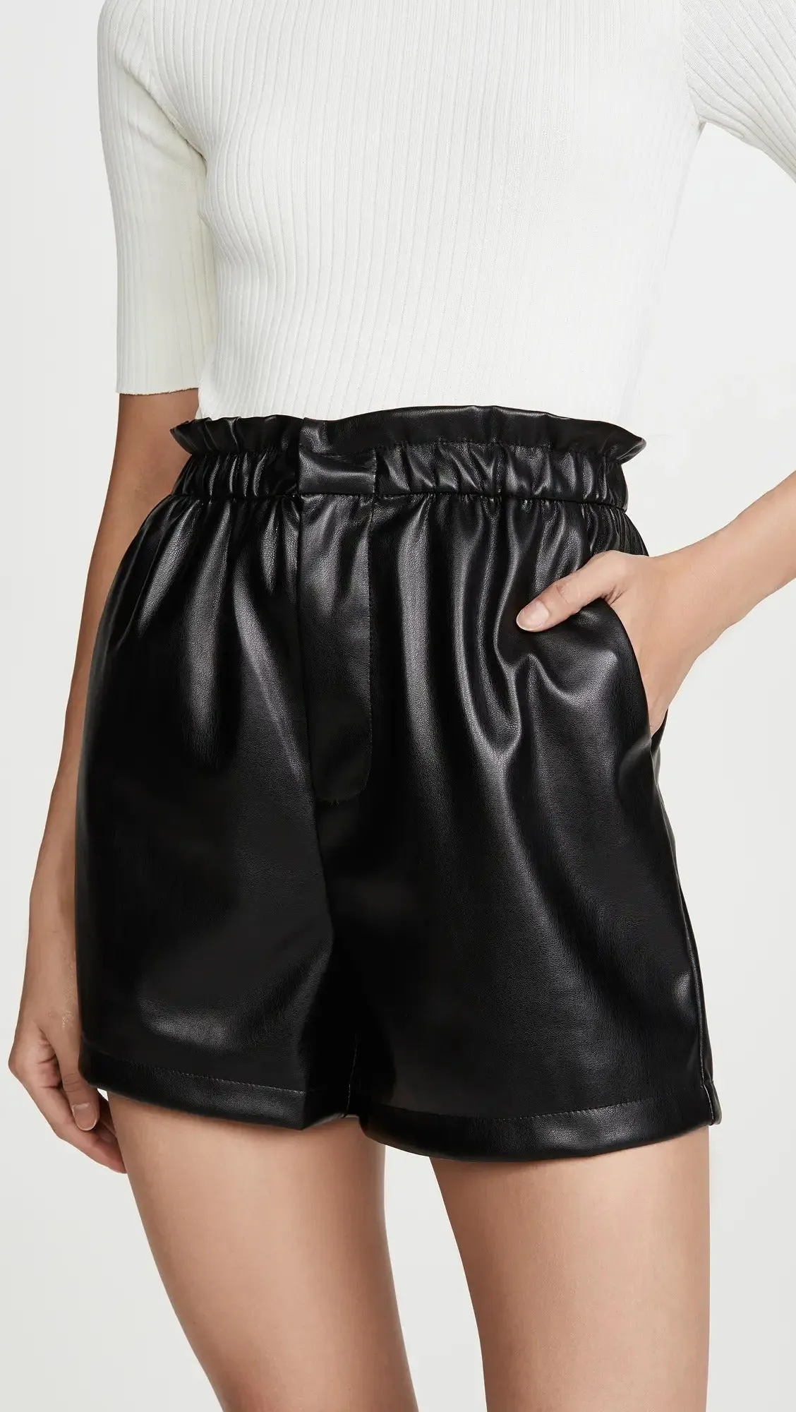 Matilda Women's Real Leather Stylish Shorts Black
