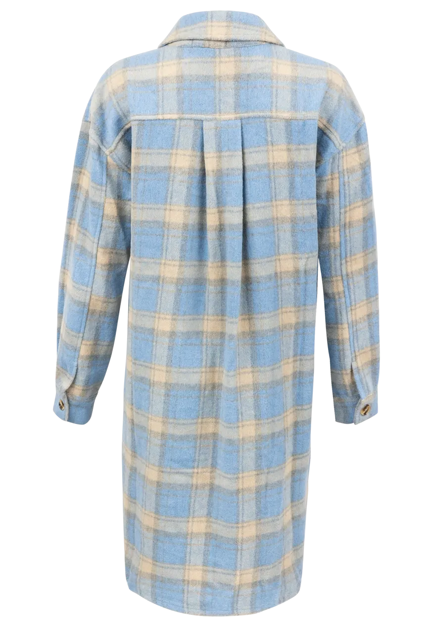 Maverick's Blue Midi Flannel Dress